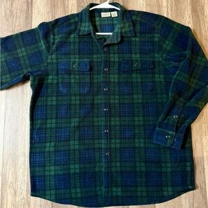 L.L. Bean Navy and Forest Plaid Men's Shirt